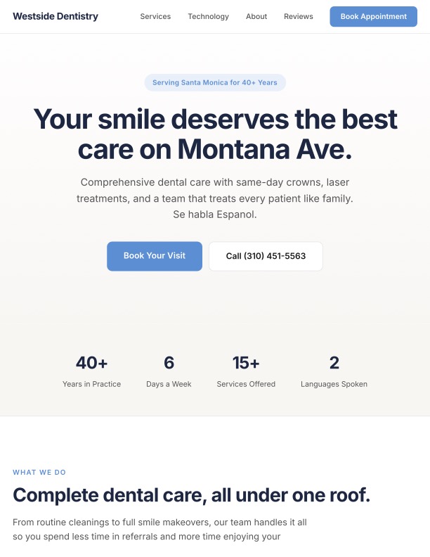 Westside Dentistry redesign